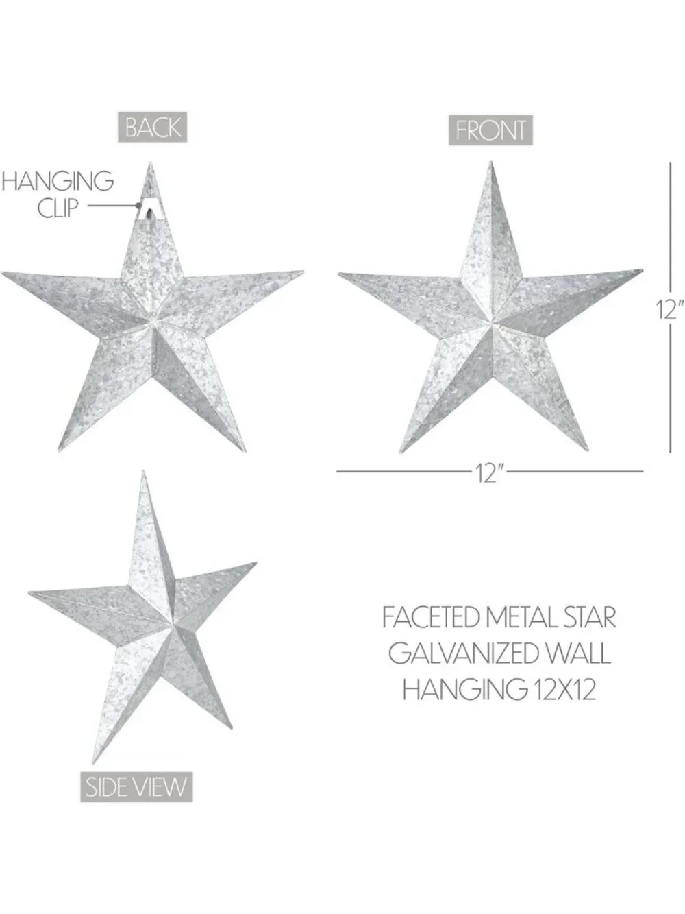 Patriotic Metal Star Wall Decor - 12x12 Galvanized Hanging for Independence Day